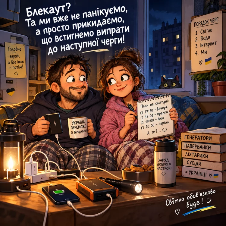 Українець без світла вже не питає «котра година?». Він питає «а яка зараз черга?». Анекдоти про Українців